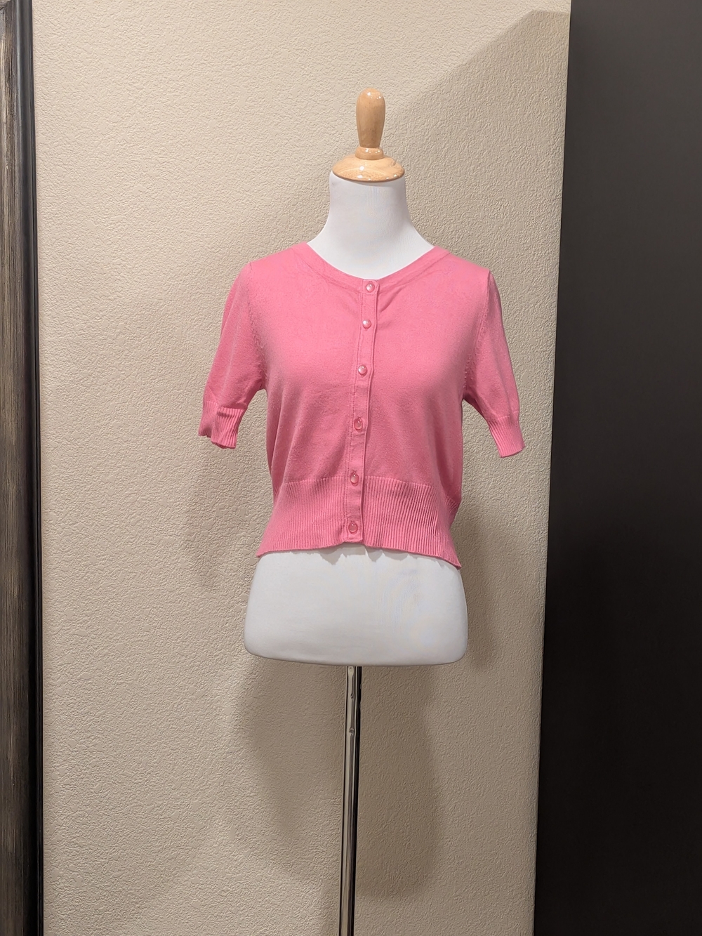 Hell Bunny Pink Short-Sleeve Button-Up Cardigan